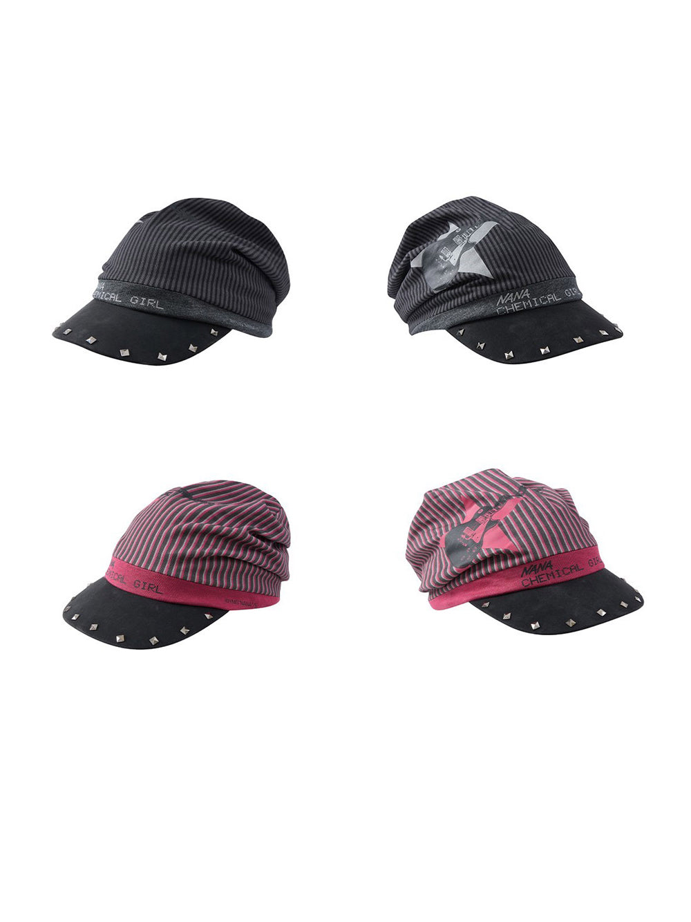 Y2K Punk Striped Guitar Studded Visor Beanie