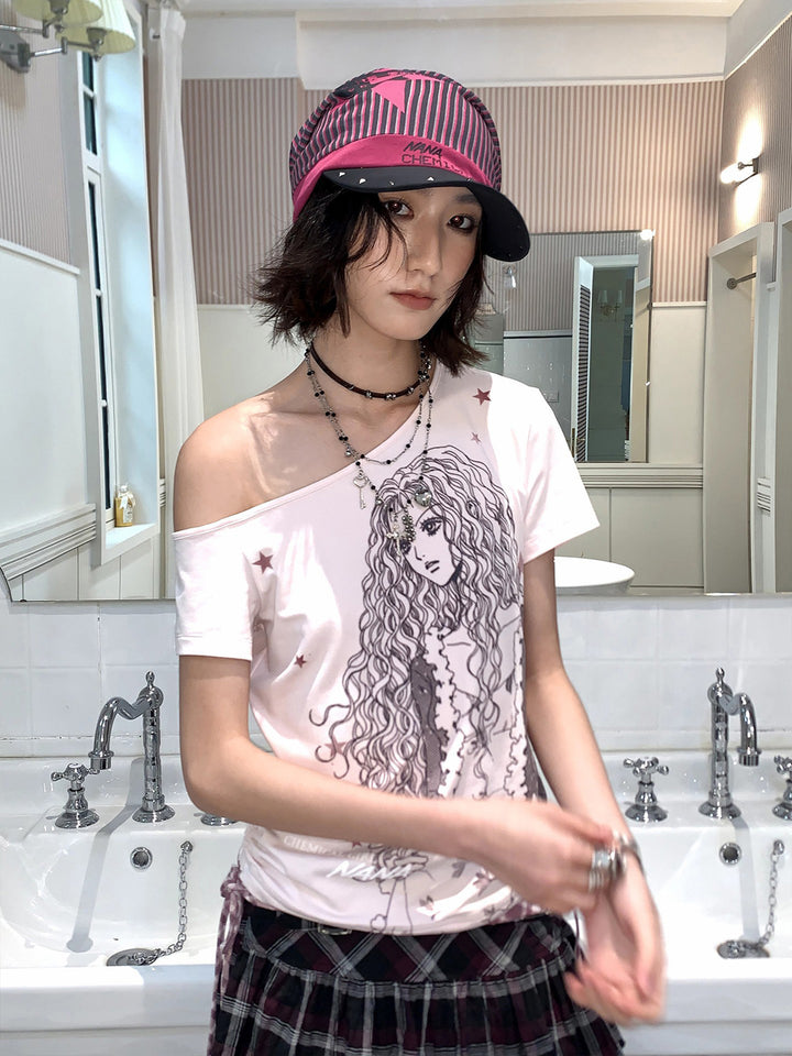 Y2K Punk Striped Guitar Studded Visor Beanie