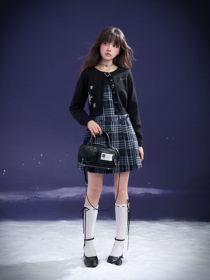 Plaid Bow Collar Mini Dress