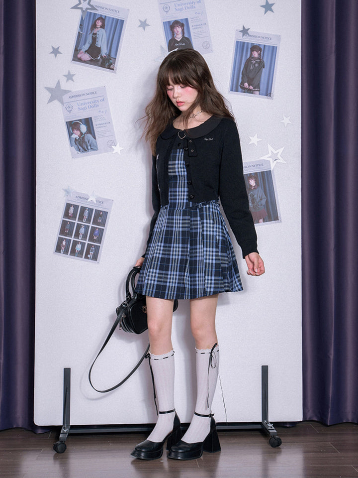 Plaid Bow Collar Mini Dress