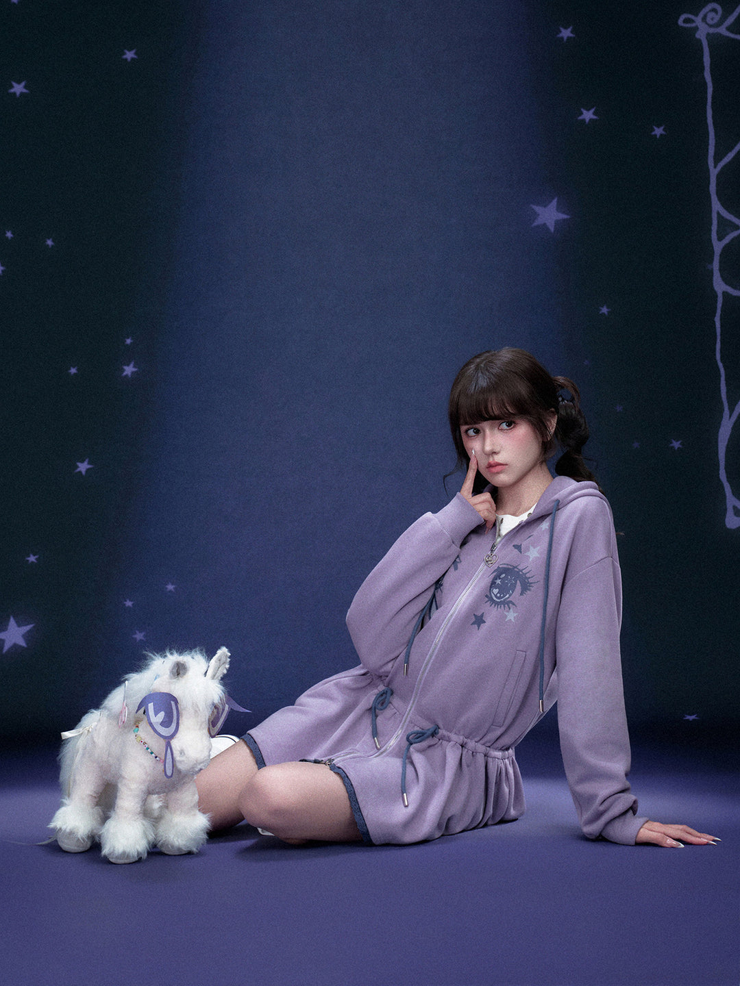 Manga Eye Zip-Up Hoodie Dress