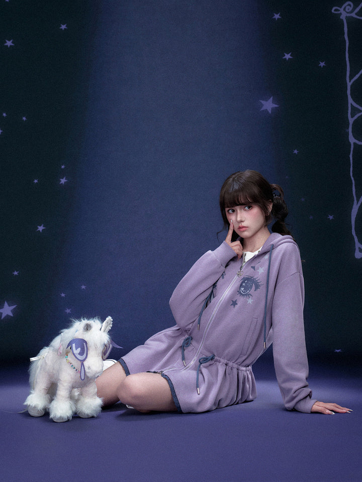 Manga Eye Zip-Up Hoodie Dress