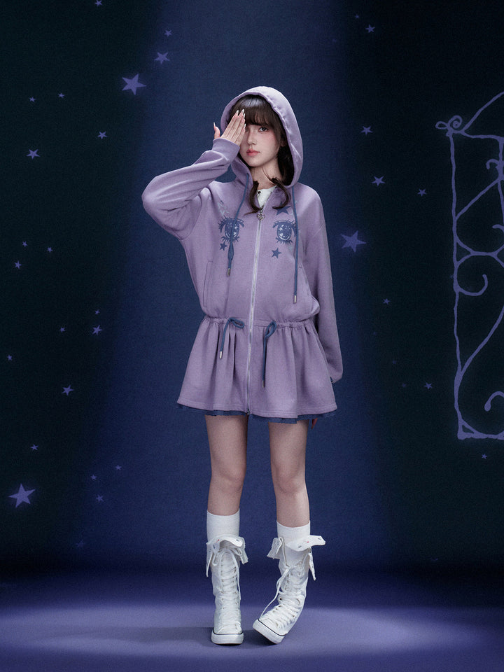 Manga Eye Zip-Up Hoodie Dress