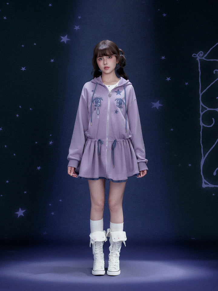 Manga Eye Zip-Up Hoodie Dress