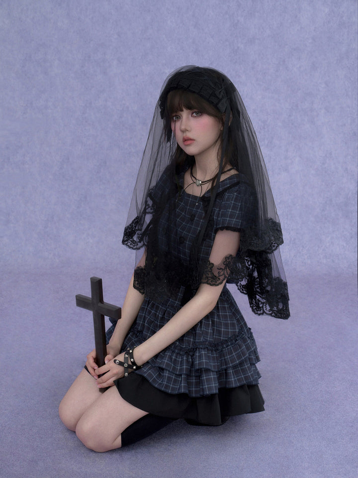 Plaid Double-Breasted Ruffle Mini Dress