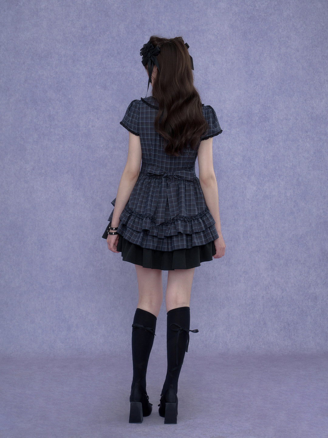 Plaid Double-Breasted Ruffle Mini Dress
