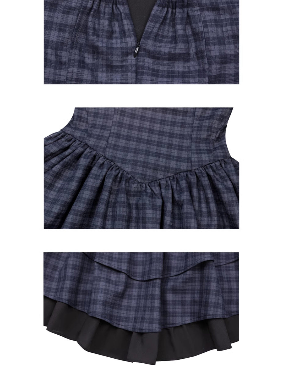 Plaid Cross-Strap Tiered Mini Dress