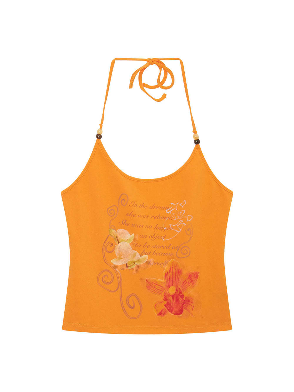 Orchid Graphic Beaded Halter Top