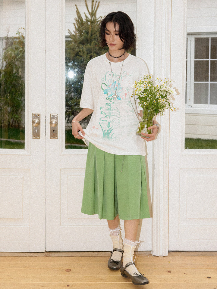 Floral Ribcage Graphic Oversized T-Shirt