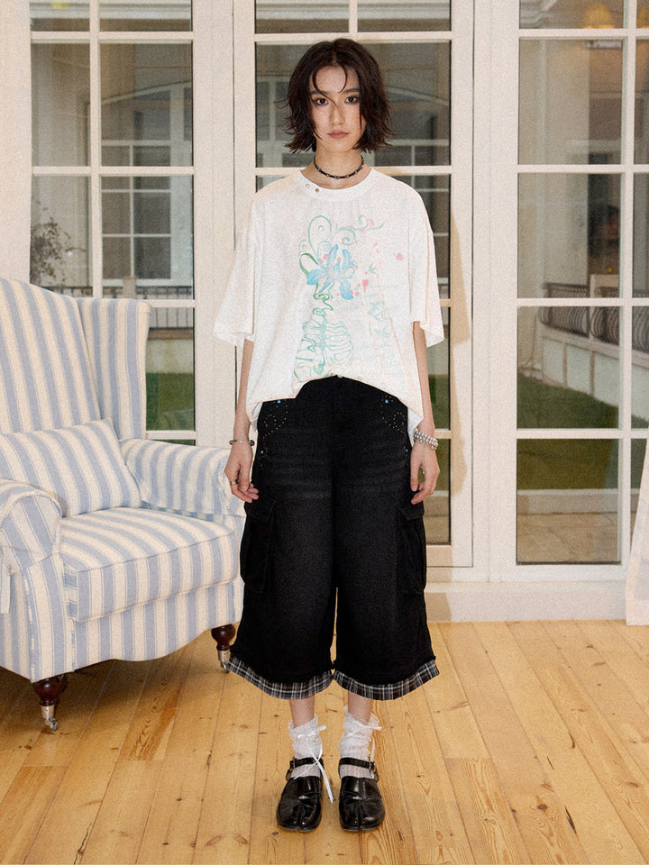 Floral Ribcage Graphic Oversized T-Shirt