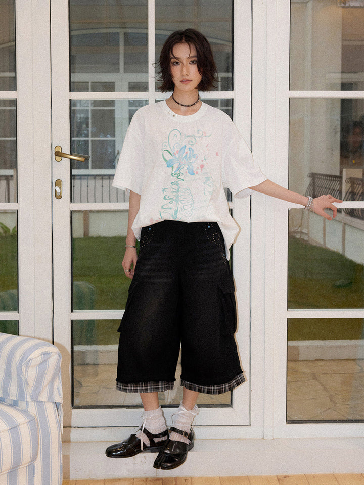 Floral Ribcage Graphic Oversized T-Shirt