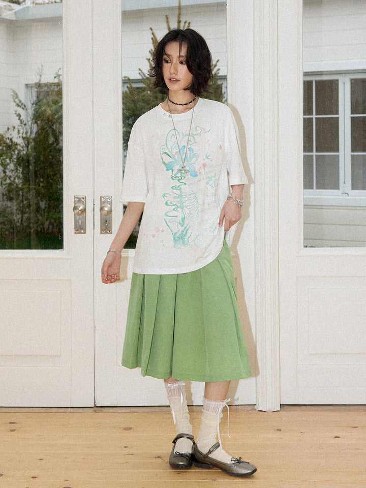 Floral Ribcage Graphic Oversized T-Shirt