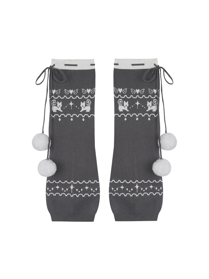 Fair Isle Pom-Pom Leg Warmers