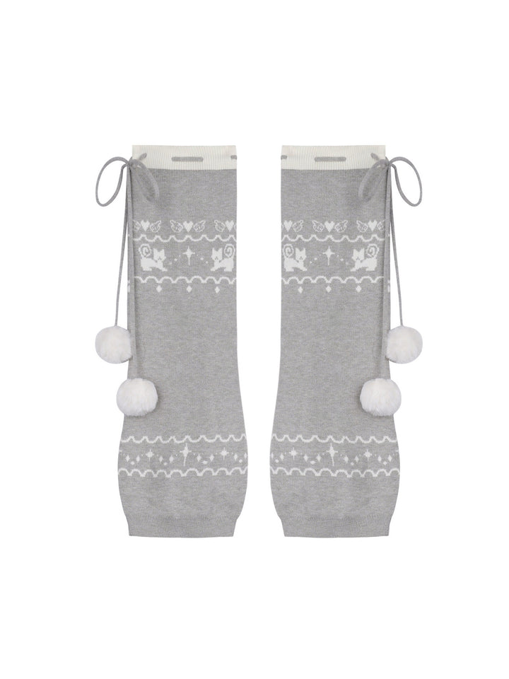 Fair Isle Pom-Pom Leg Warmers