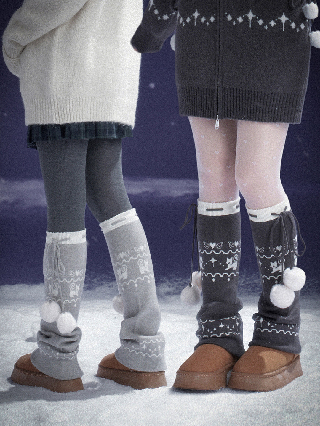 Fair Isle Pom-Pom Leg Warmers