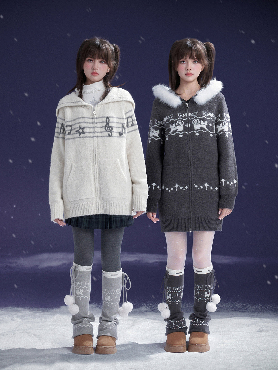 Fair Isle Pom-Pom Leg Warmers