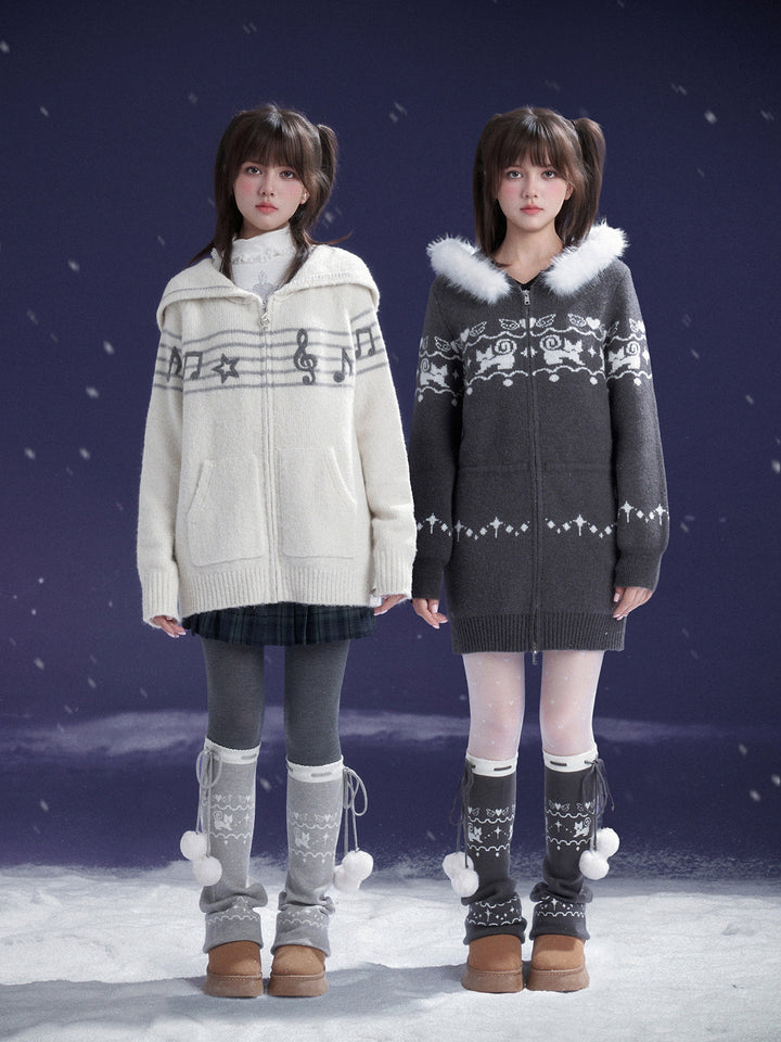 Fair Isle Pom-Pom Leg Warmers