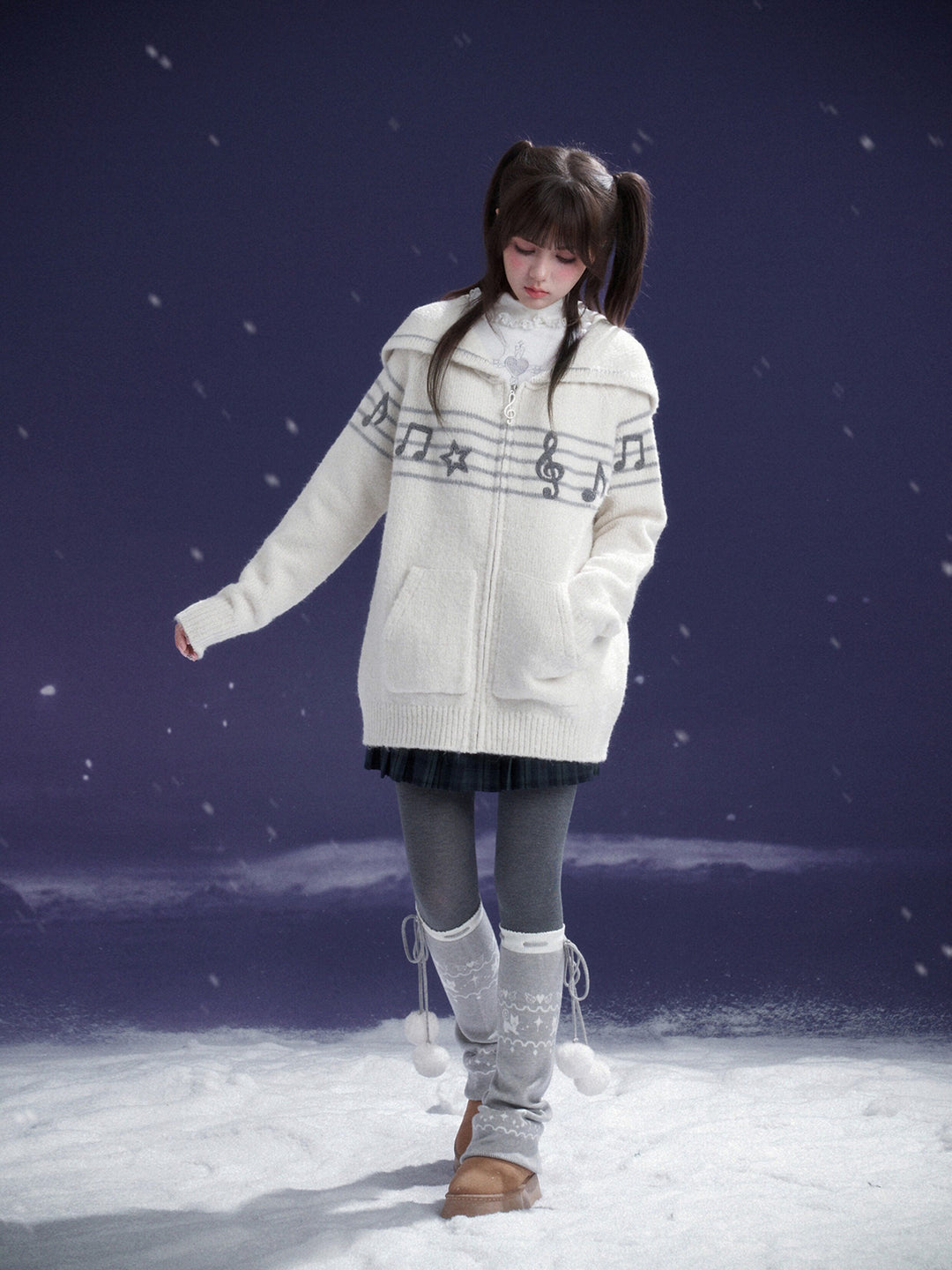 Fair Isle Pom-Pom Leg Warmers
