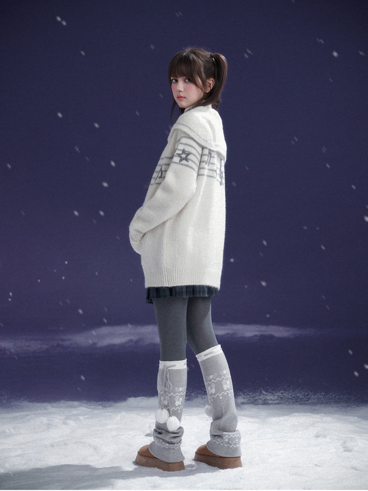 Fair Isle Pom-Pom Leg Warmers