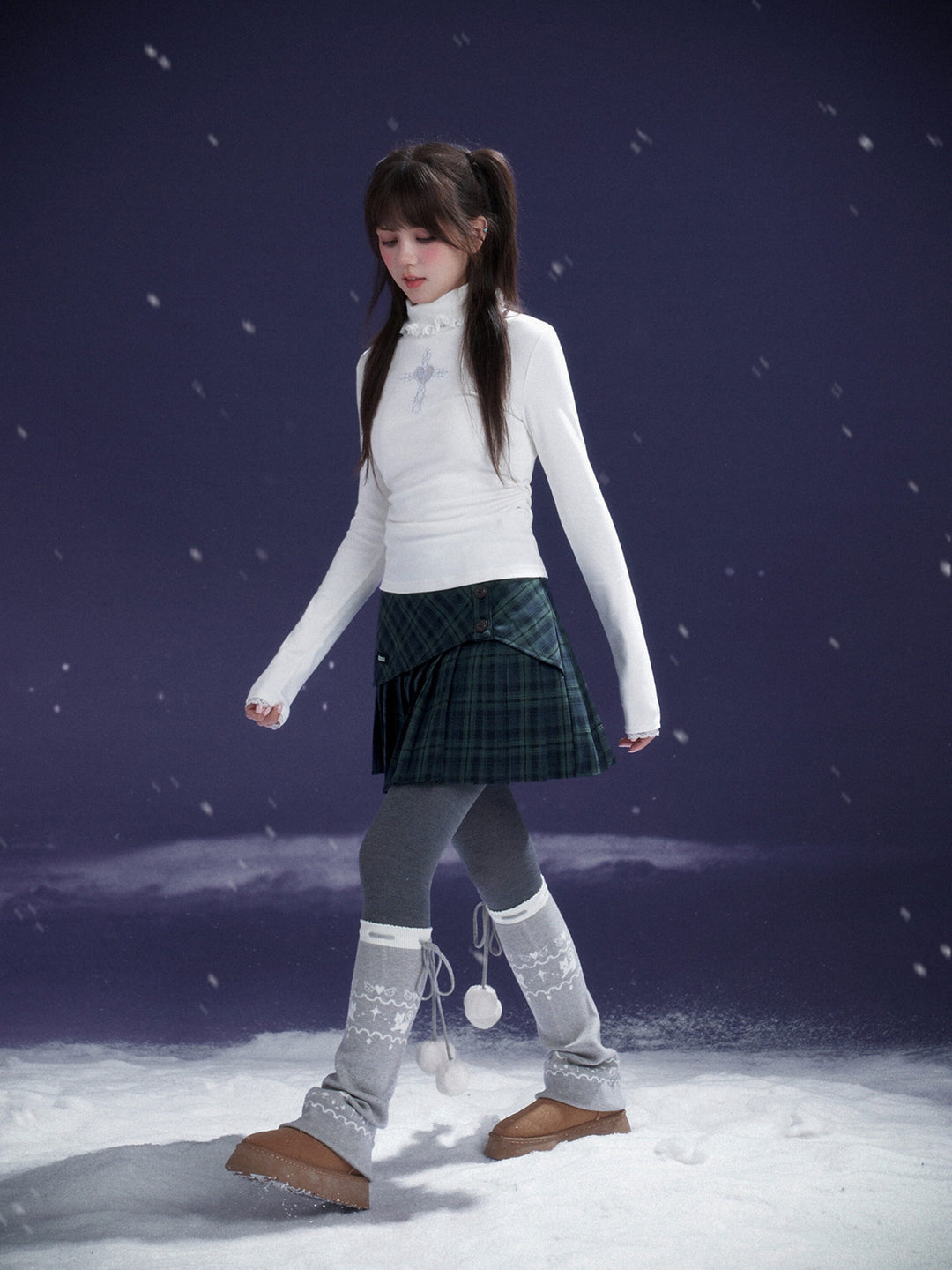 Fair Isle Pom-Pom Leg Warmers
