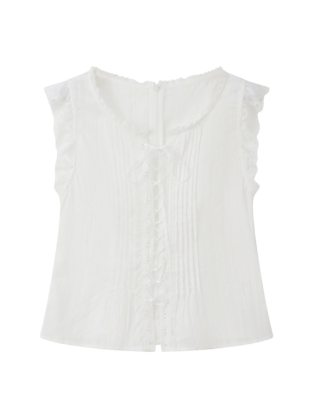 Lace Ruffle Sleeveless Blouse