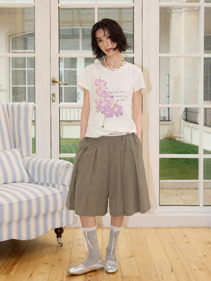 Pink Floral Script Graphic T-Shirt