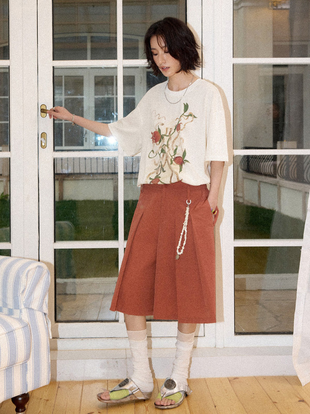 Pomegranate Blossom Graphic Cotton T-Shirt