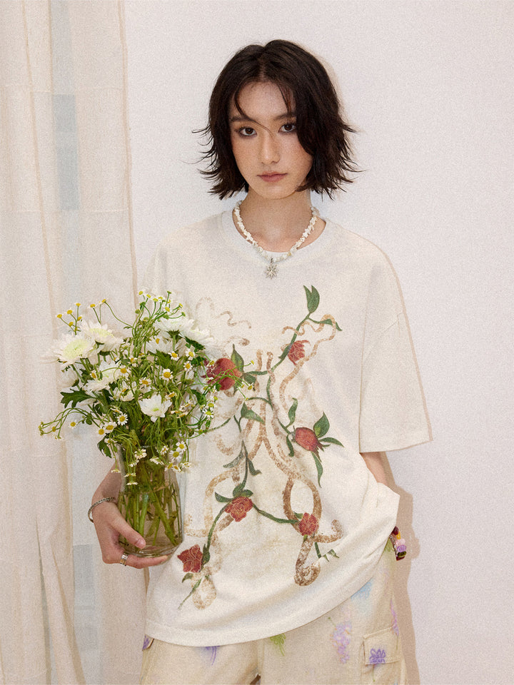 Pomegranate Blossom Graphic Cotton T-Shirt
