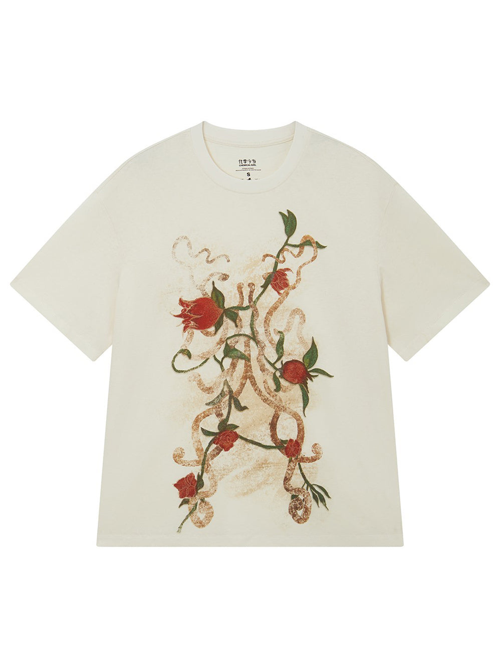 Pomegranate Blossom Graphic Cotton T-Shirt