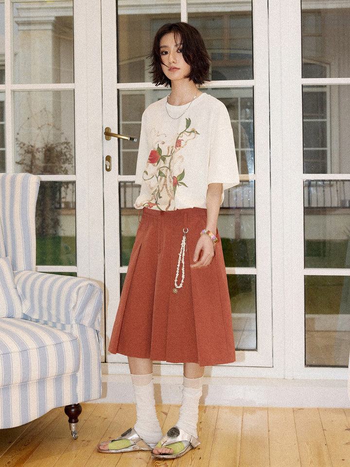 Pomegranate Blossom Graphic Cotton T-Shirt