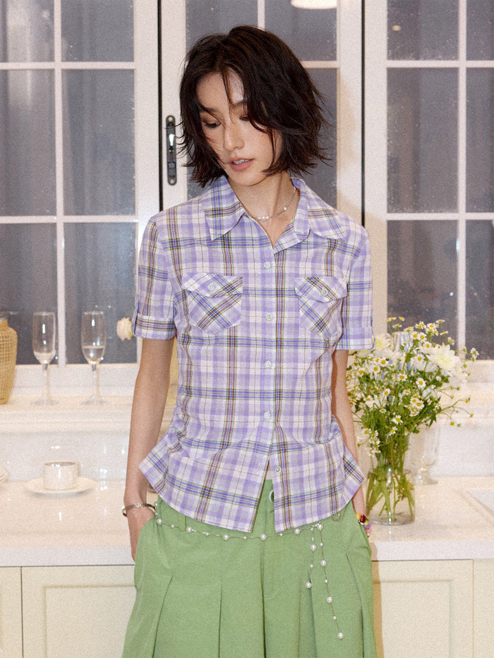 Plaid Short Sleeve Utility Shirt