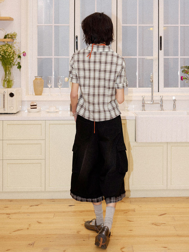 Plaid Short Sleeve Utility Shirt
