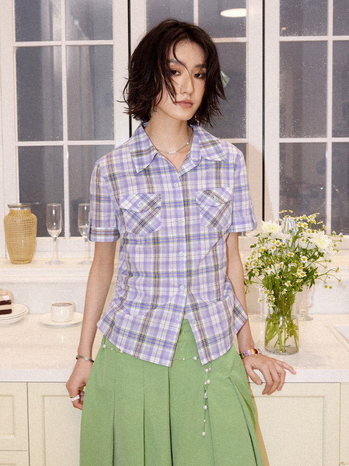 Plaid Short Sleeve Utility Shirt