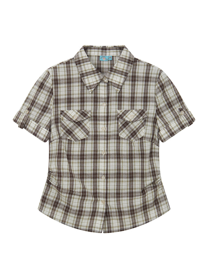 Plaid Short Sleeve Utility Shirt