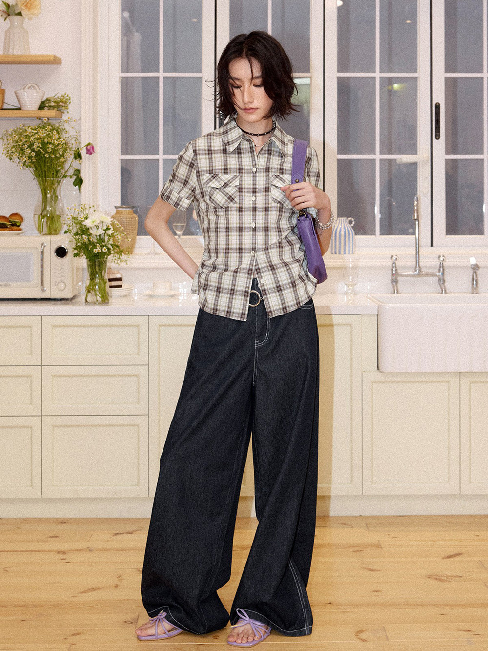 Plaid Short Sleeve Utility Shirt
