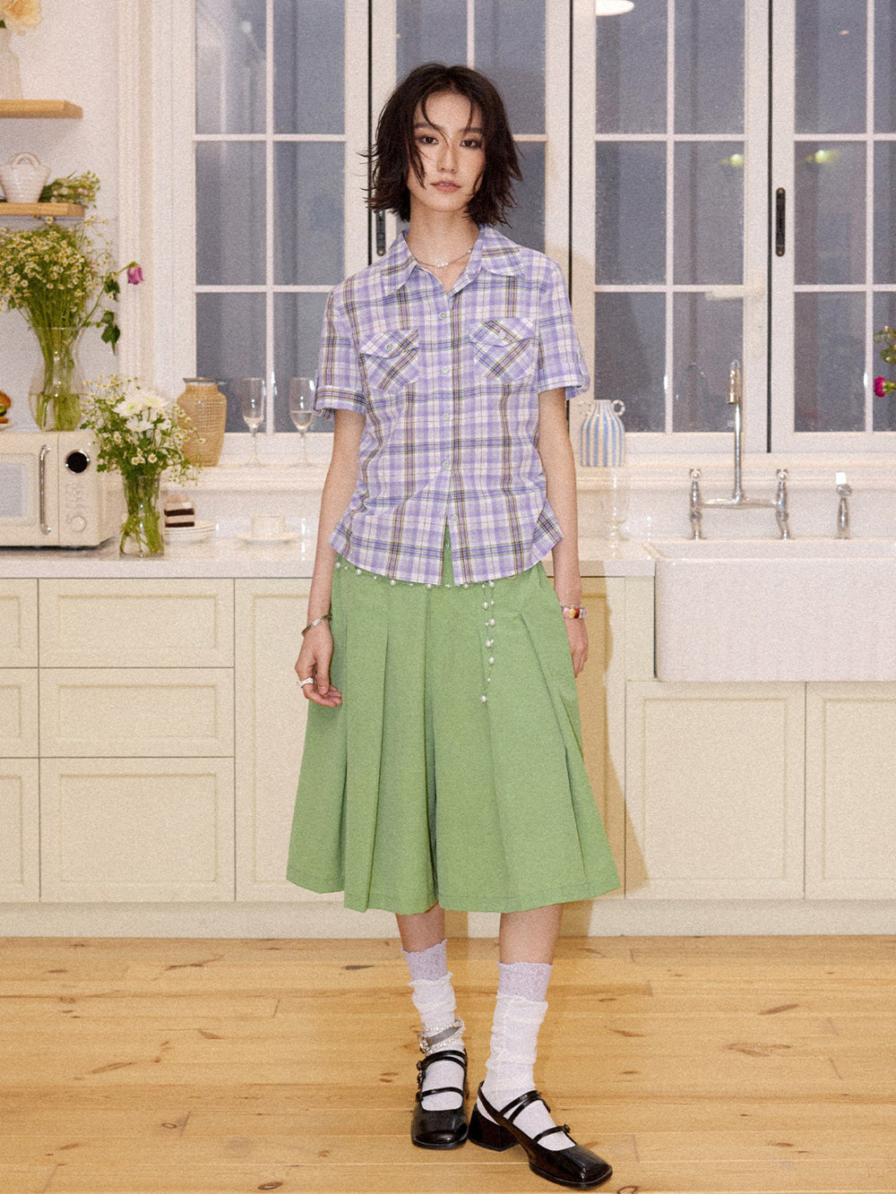 Plaid Short Sleeve Utility Shirt