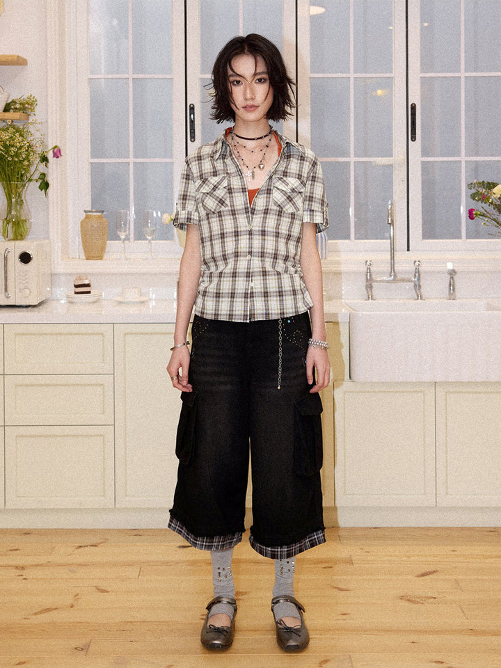 Plaid Short Sleeve Utility Shirt