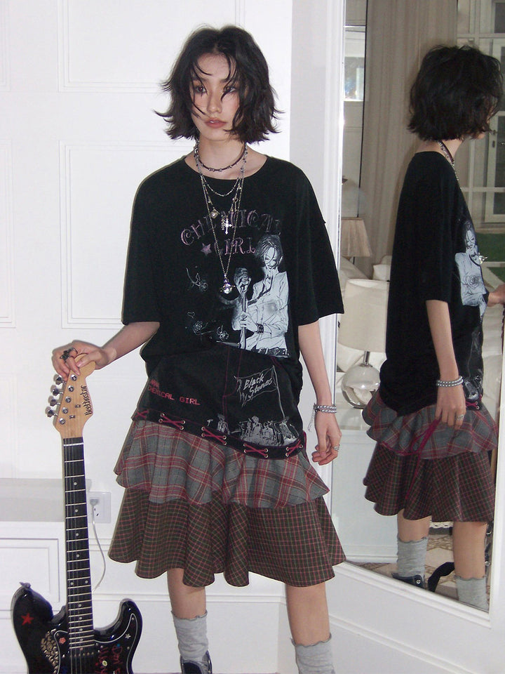 Rock Singer Rose Graphic Oversized T-Shirt