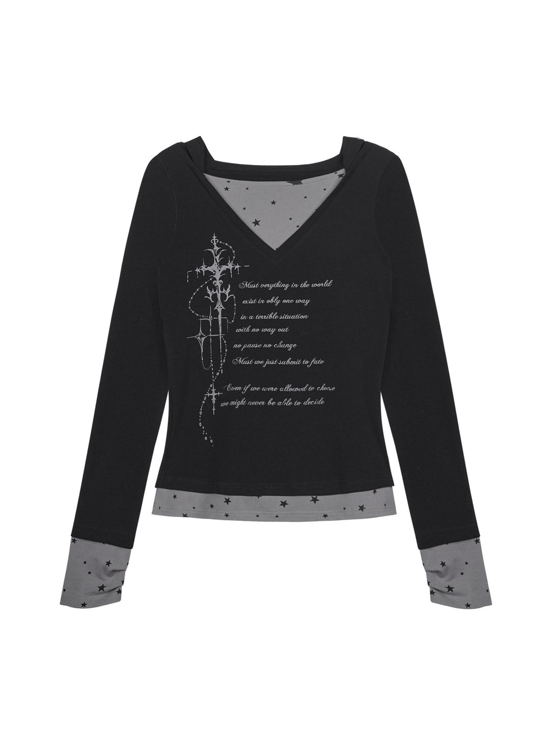 Star Layered Graphic Hooded Top