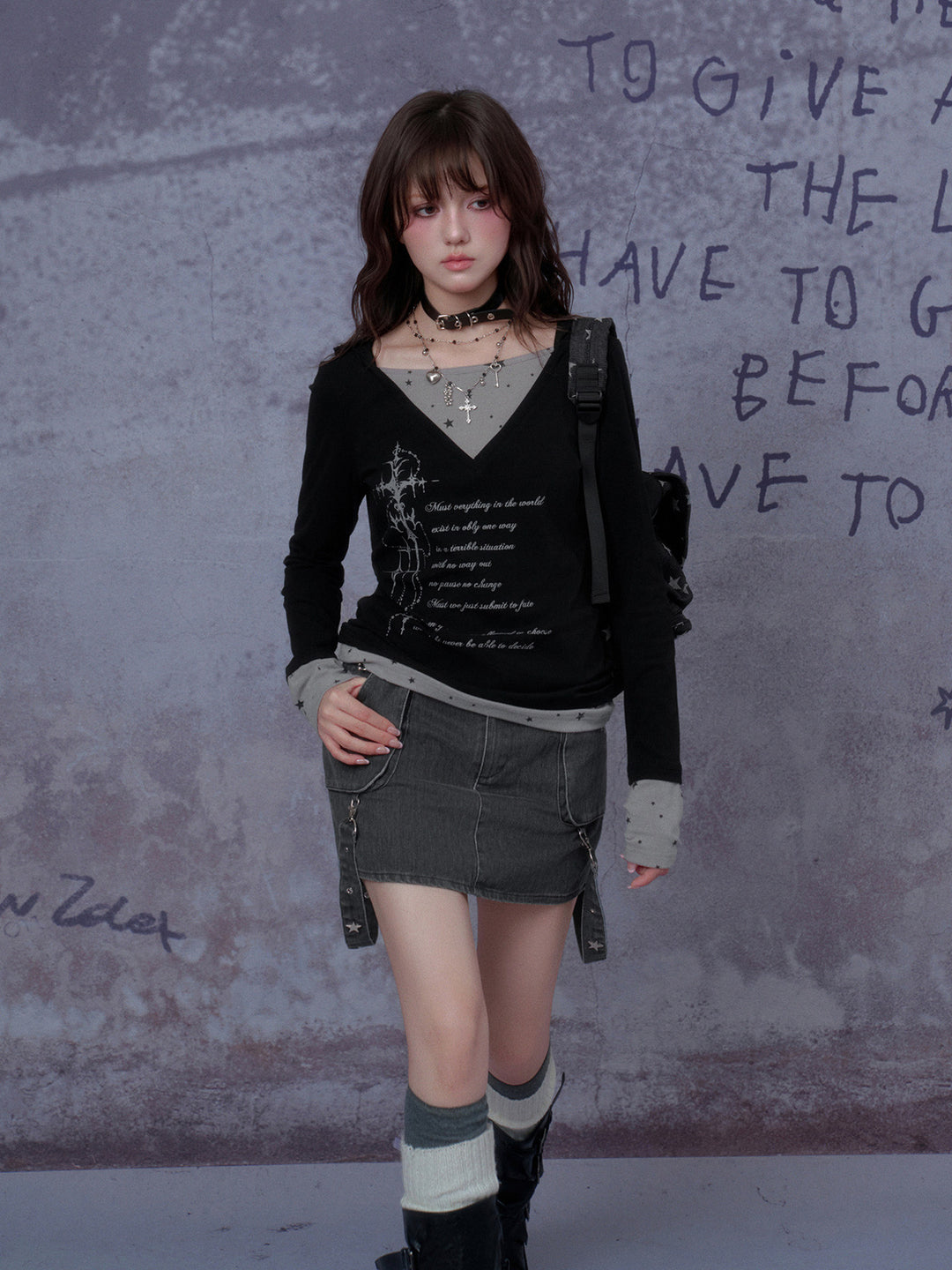 Star Layered Graphic Hooded Top