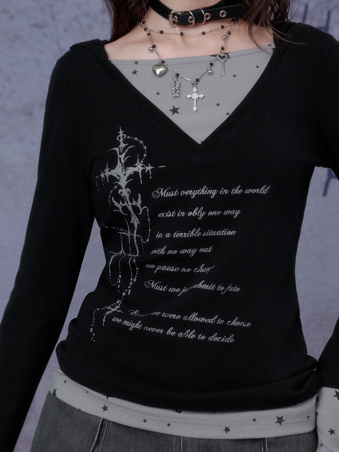Star Layered Graphic Hooded Top