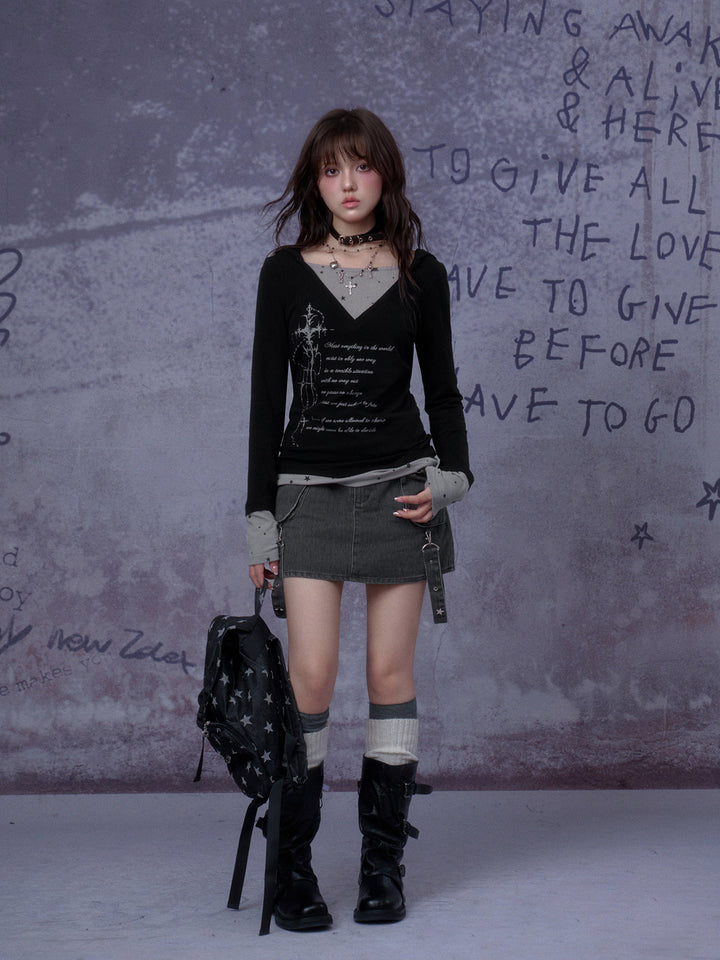 Star Layered Graphic Hooded Top