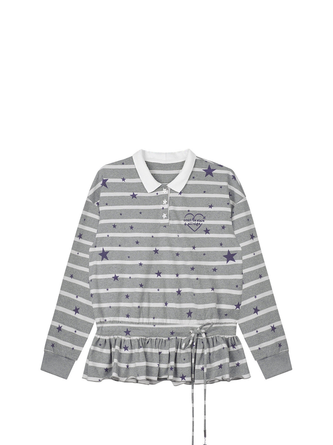 Star Stripe Peplum Polo Top