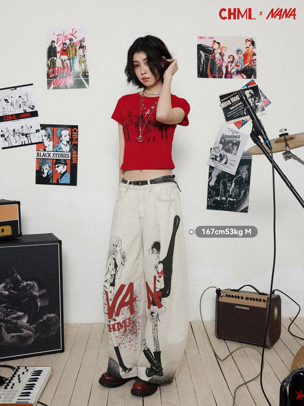 Manga Graphic Wide Leg Jeans