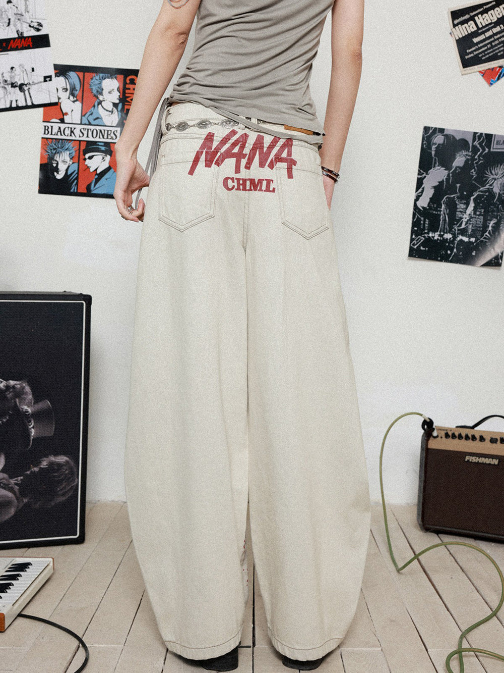 Manga Graphic Wide Leg Jeans