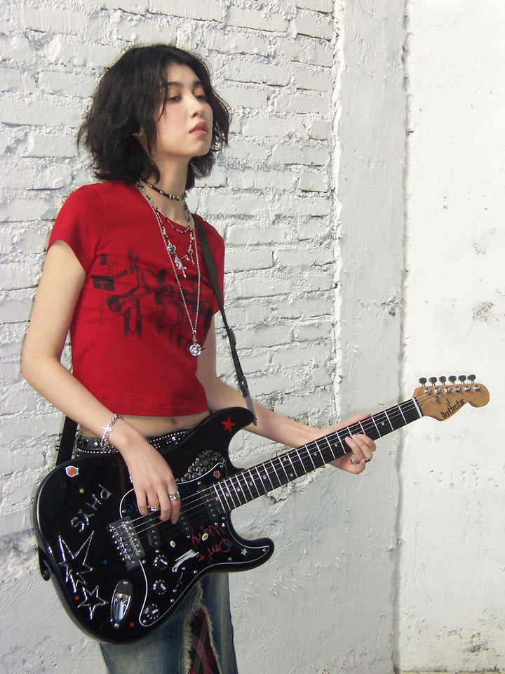 Rock Band Graphic Red T-Shirt