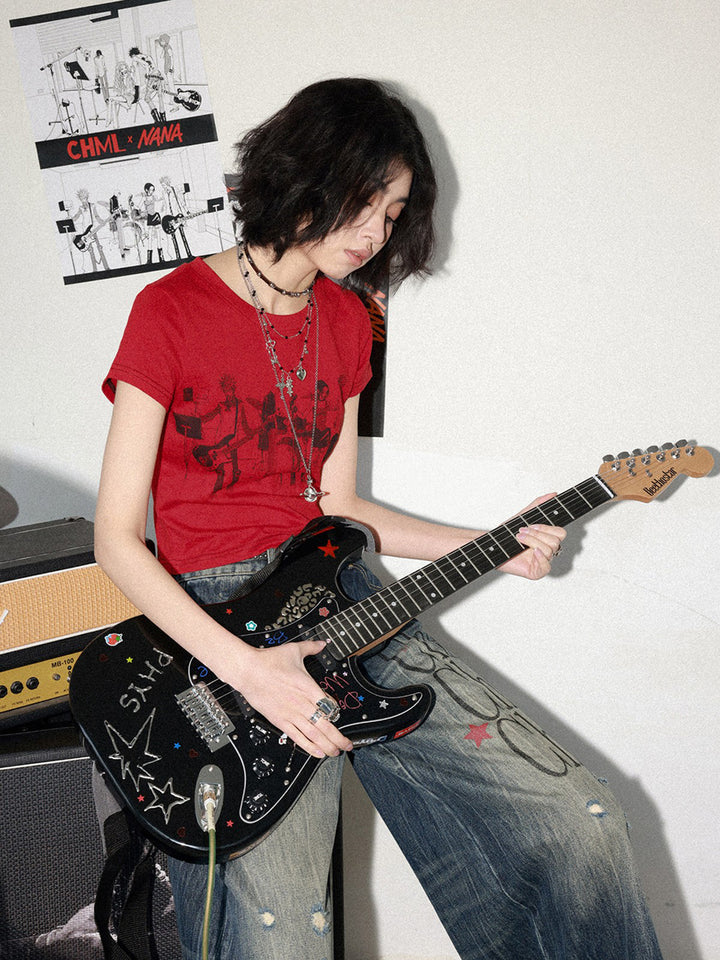 Rock Band Graphic Red T-Shirt