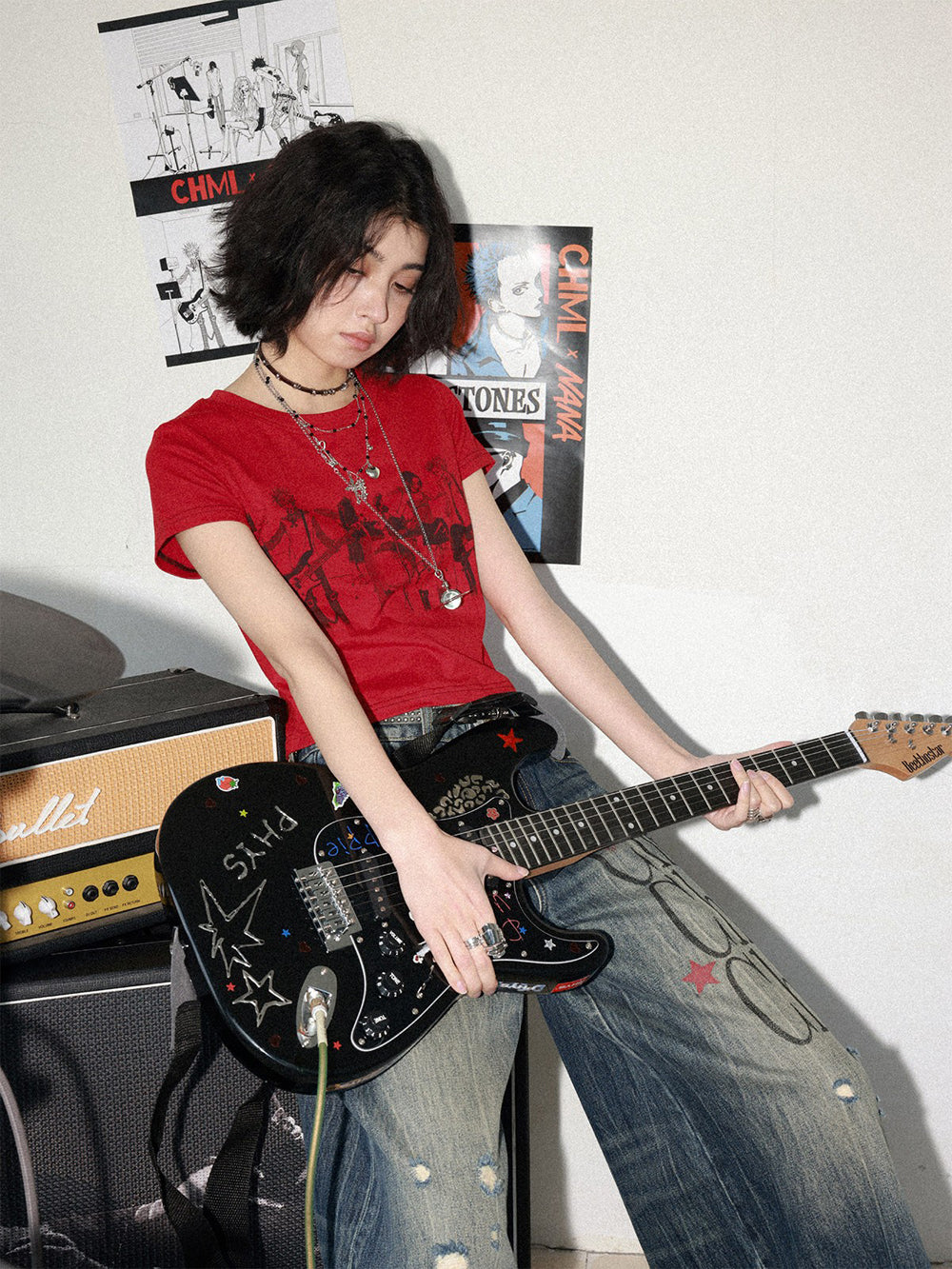 Rock Band Graphic Red T-Shirt