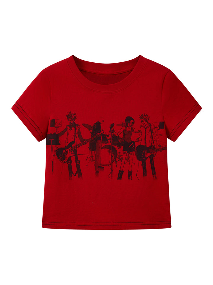 Rock Band Graphic Red T-Shirt