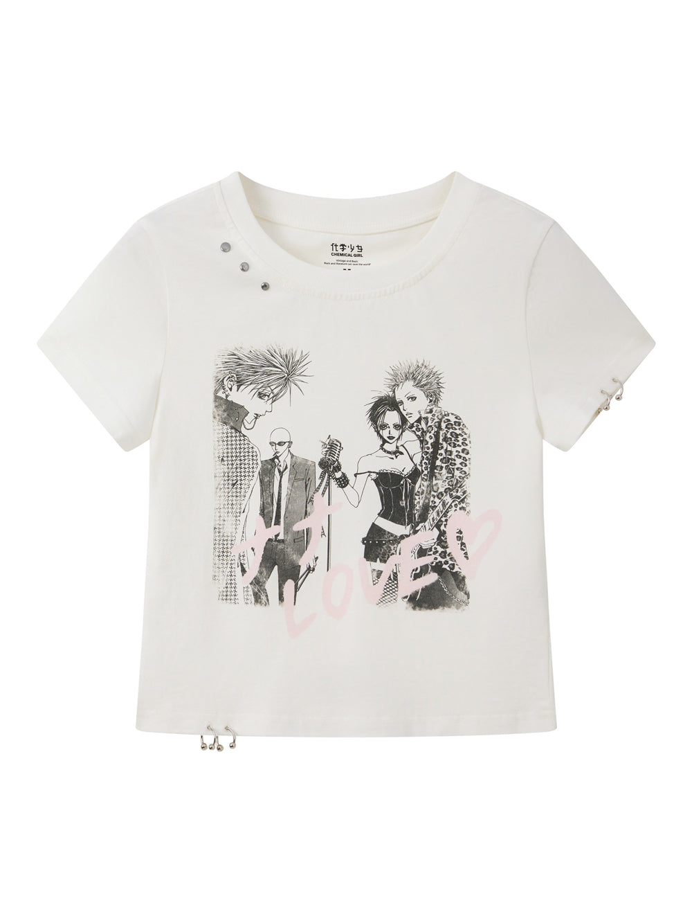 Manga Love Graphic Studded Baby Tee